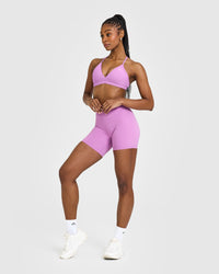 EasyLiftâ„¢ Ultra Minimal V Neck Bralette with White Logo | Orchid Purple