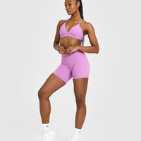 EasyLiftâ„¢ Ultra Minimal V Neck Bralette with White Logo | Orchid Purple
