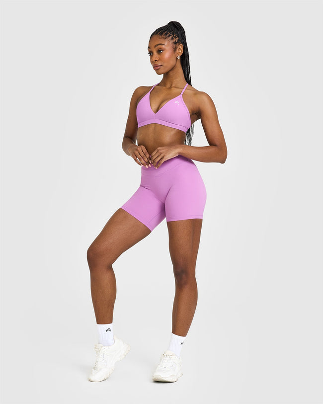 EasyLiftâ„¢ Ultra Minimal V Neck Bralette with White Logo | Orchid Purple