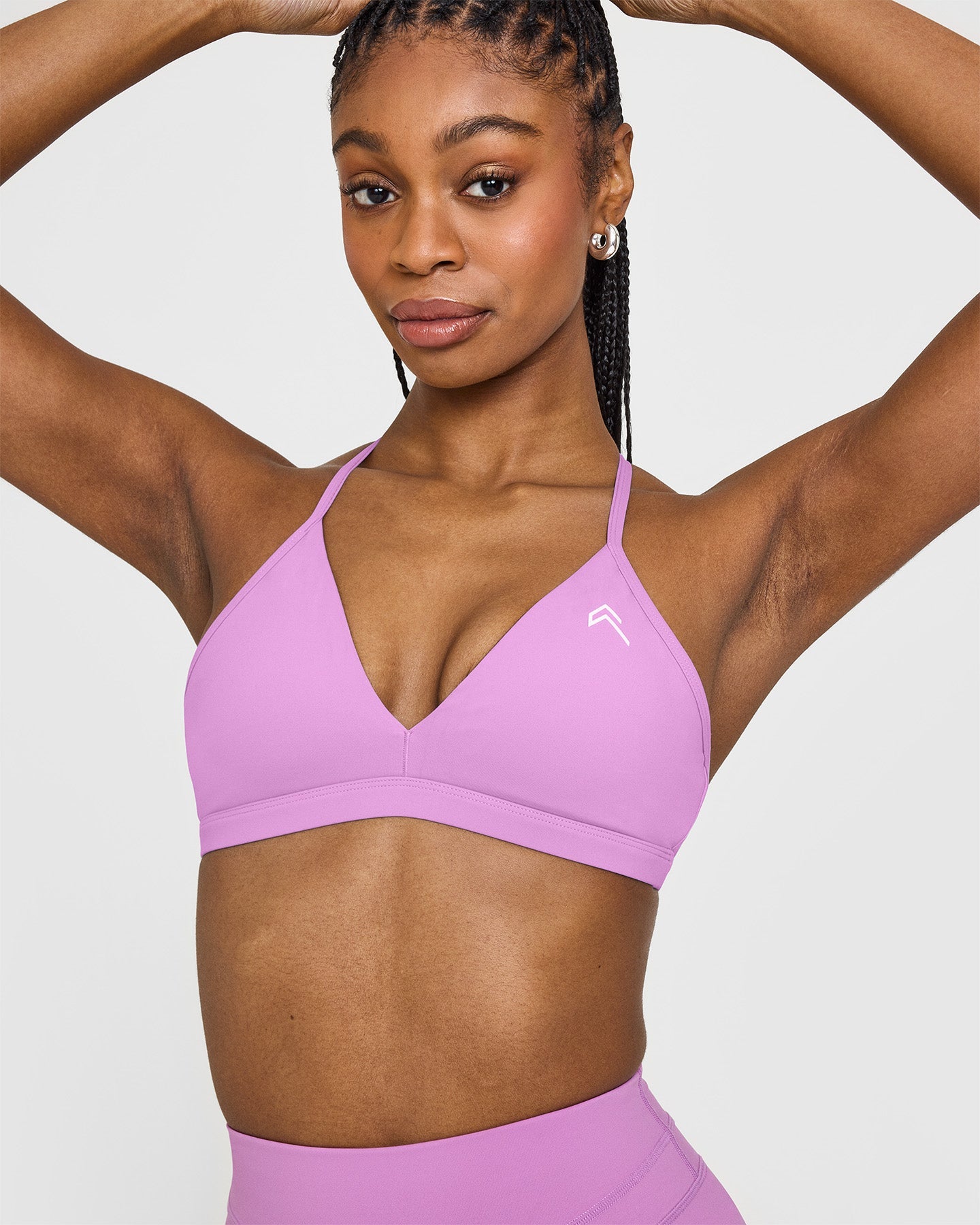 EasyLiftâ„¢ Ultra Minimal V Neck Bralette with White Logo | Orchid Purple