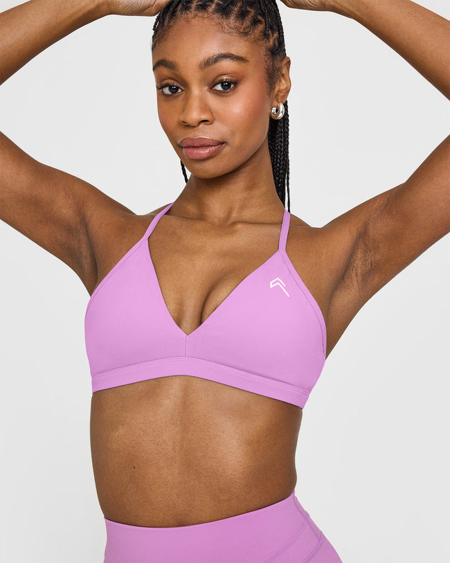 EasyLiftâ„¢ Ultra Minimal V Neck Bralette with White Logo | Orchid Purple