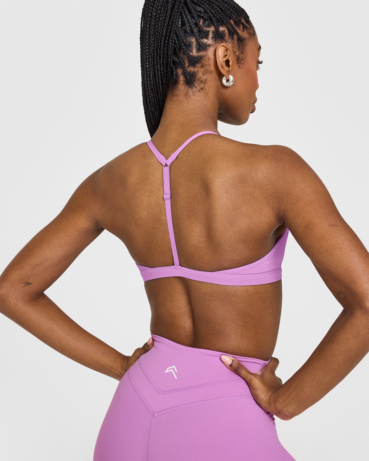 EasyLiftâ„¢ Ultra Minimal V Neck Bralette with White Logo | Orchid Purple