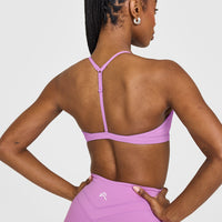 EasyLiftâ„¢ Ultra Minimal V Neck Bralette with White Logo | Orchid Purple