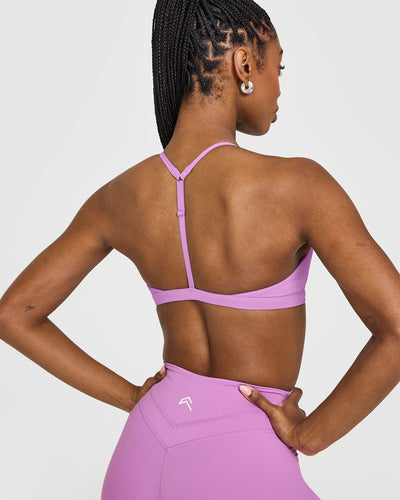EasyLiftâ„¢ Ultra Minimal V Neck Bralette with White Logo | Orchid Purple