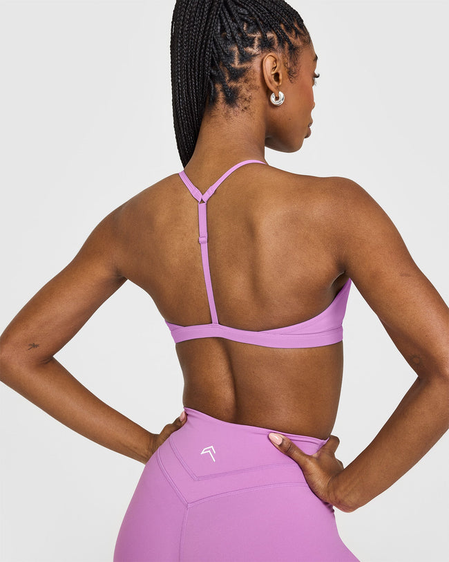 EasyLiftâ„¢ Ultra Minimal V Neck Bralette with White Logo | Orchid Purple