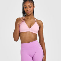 EasyLift™ Ultra Minimal V Neck Bralette with White Logo | Petal Pink