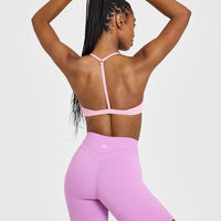 EasyLift™ Ultra Minimal V Neck Bralette with White Logo | Petal Pink