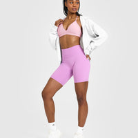 EasyLift™ Ultra Minimal V Neck Bralette with White Logo | Petal Pink
