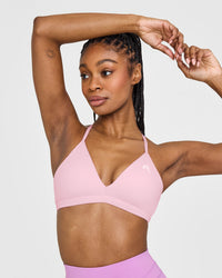 EasyLift™ Ultra Minimal V Neck Bralette with White Logo | Petal Pink