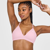 EasyLift™ Ultra Minimal V Neck Bralette with White Logo | Petal Pink