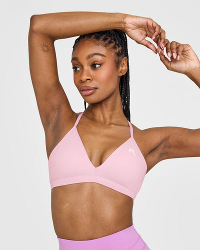 EasyLift™ Ultra Minimal V Neck Bralette with White Logo | Petal Pink
