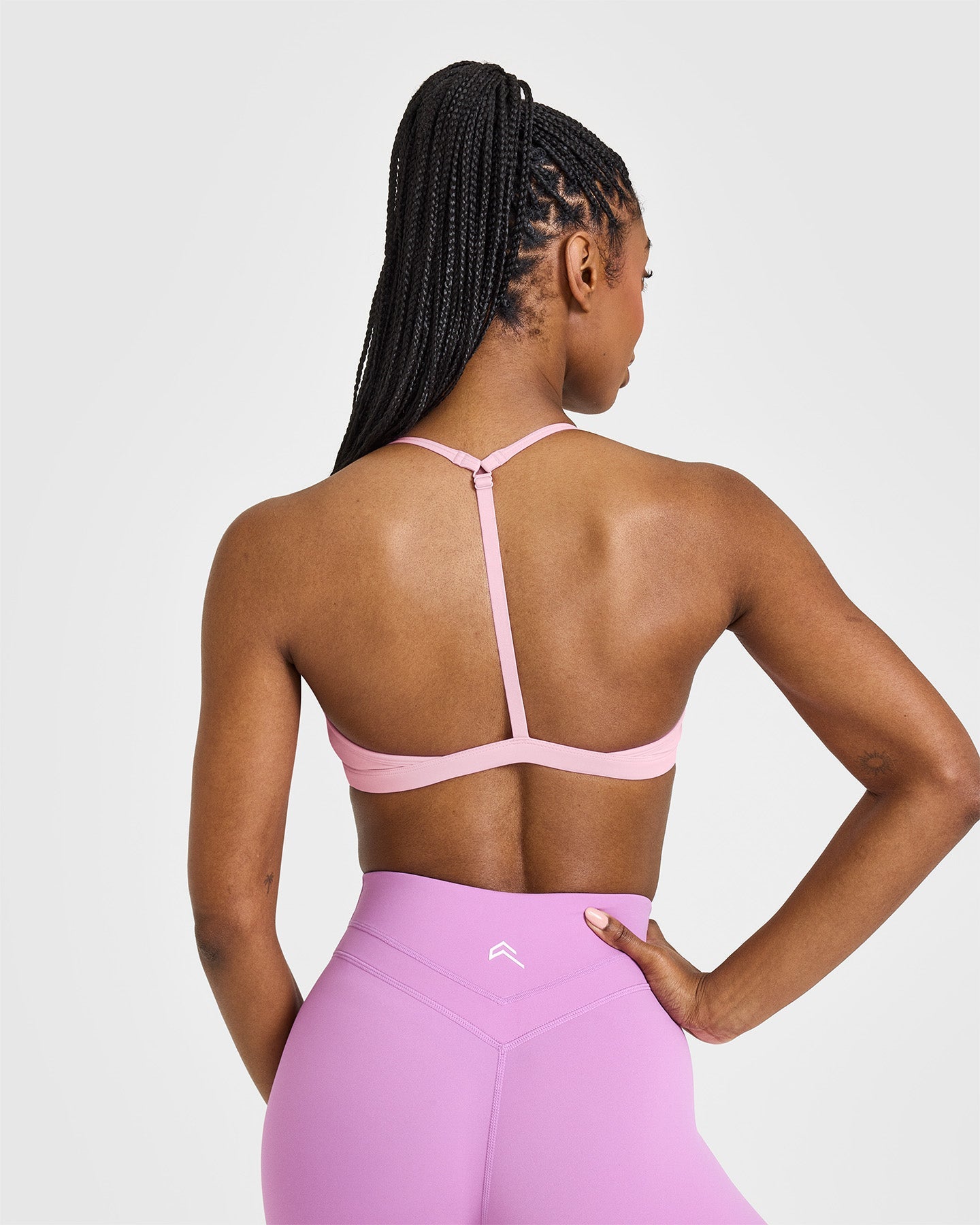 EasyLift™ Ultra Minimal V Neck Bralette with White Logo | Petal Pink