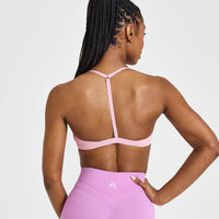 EasyLift™ Ultra Minimal V Neck Bralette with White Logo | Petal Pink