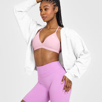 EasyLift™ Ultra Minimal V Neck Bralette with White Logo | Petal Pink