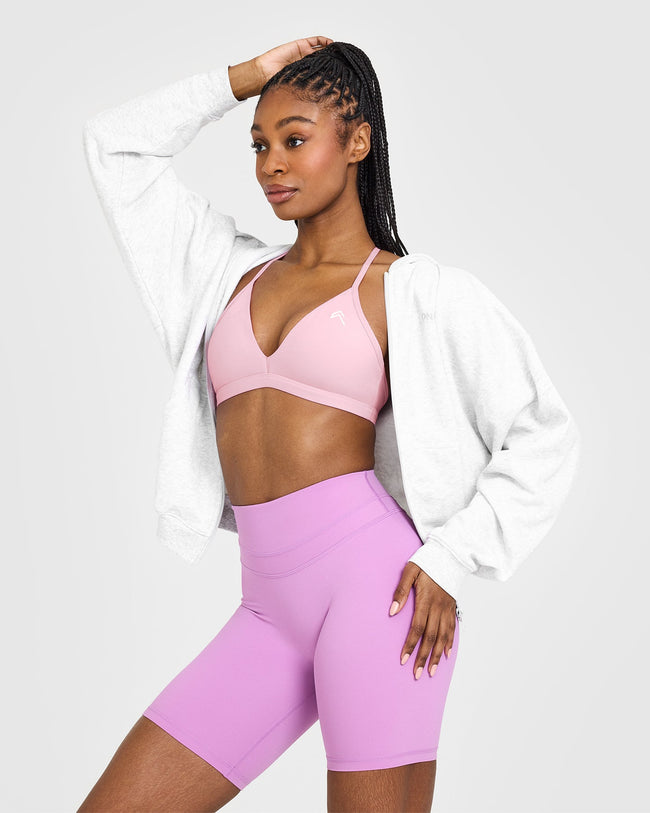 EasyLift™ Ultra Minimal V Neck Bralette with White Logo | Petal Pink