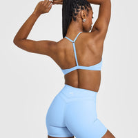 EasyLift™ Ultra Minimal V Neck Bralette with White Logo | Powdered Blue