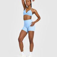 EasyLift™ Ultra Minimal V Neck Bralette with White Logo | Powdered Blue