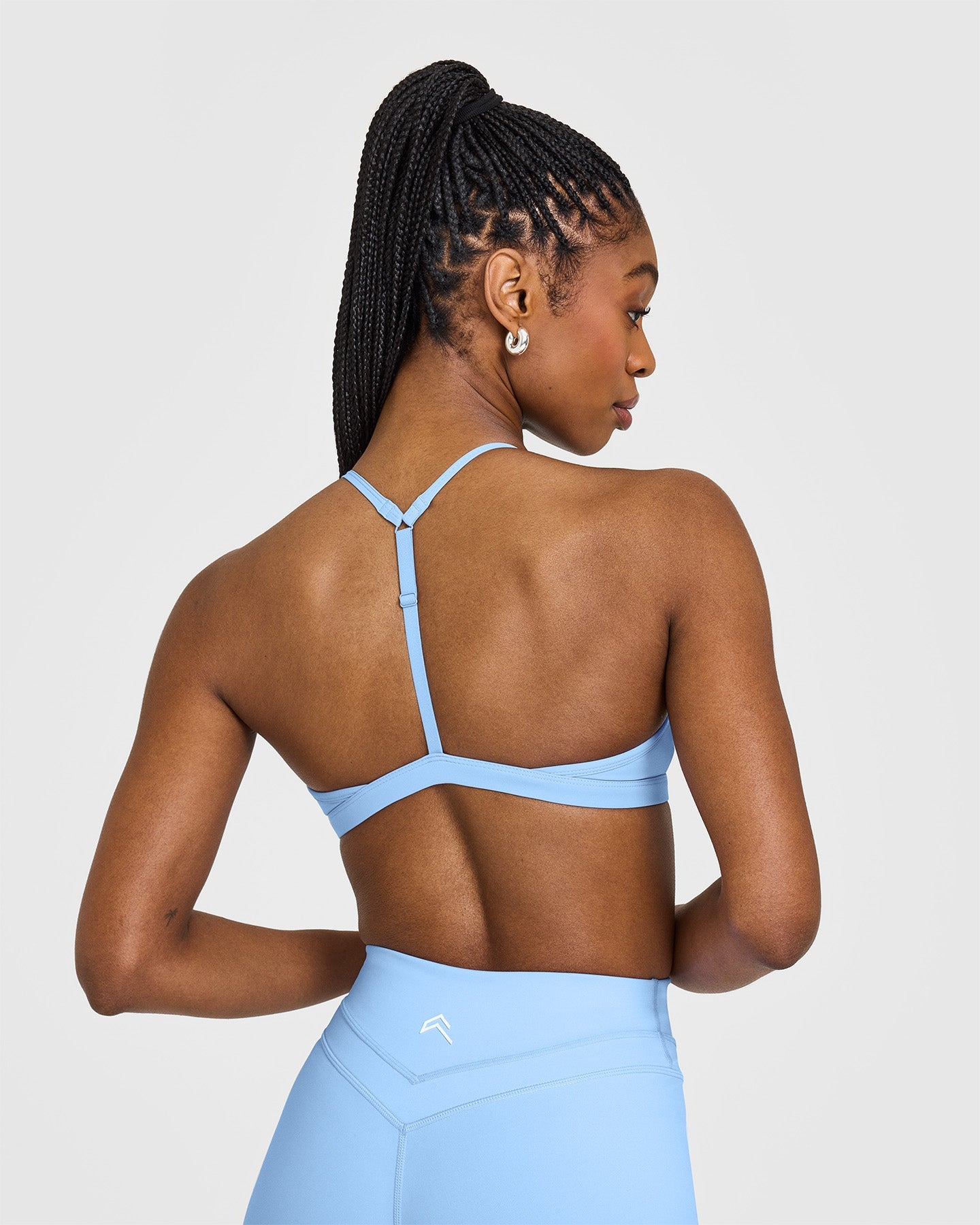 EasyLift™ Ultra Minimal V Neck Bralette with White Logo | Powdered Blue