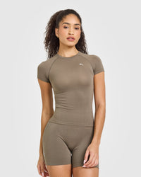 Go To Seamless Fitted Top | Moss Brown