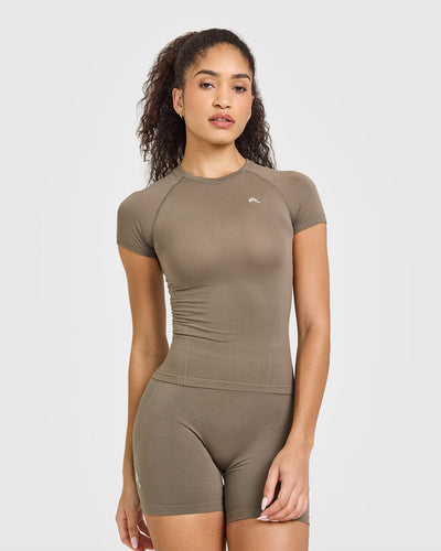 Go To Seamless Fitted Top | Moss Brown