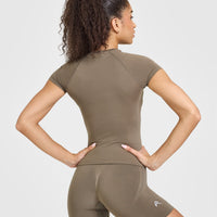 Go To Seamless Fitted Top | Moss Brown
