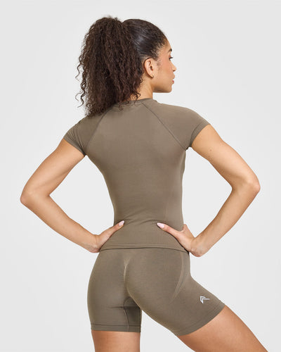 Go To Seamless Fitted Top | Moss Brown