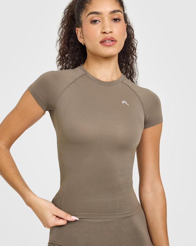 Go To Seamless Fitted Top | Moss Brown