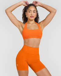 EasyLiftâ„¢ Halter Bralette with White Logo | Flame Orange