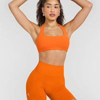 EasyLiftâ„¢ Halter Bralette with White Logo | Flame Orange
