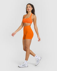 EasyLiftâ„¢ Halter Bralette with White Logo | Flame Orange