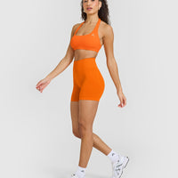 EasyLiftâ„¢ Halter Bralette with White Logo | Flame Orange