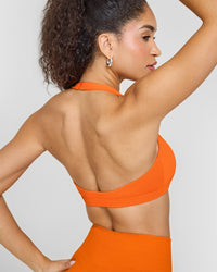 EasyLiftâ„¢ Halter Bralette with White Logo | Flame Orange