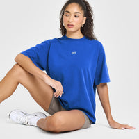Raising The Bar Oversized Washed T-Shirt | Cobalt Blue