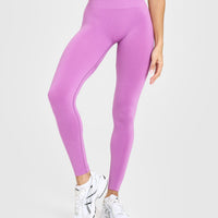 Effortless Seamless Leggings with White Logo | Orchid Purple