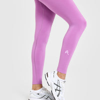 Effortless Seamless Leggings with White Logo | Orchid Purple