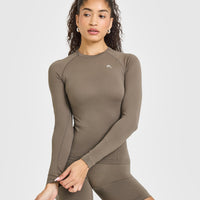 Go To Seamless Fitted Long Sleeve Top | Moss Brown
