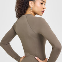 Go To Seamless Fitted Long Sleeve Top | Moss Brown