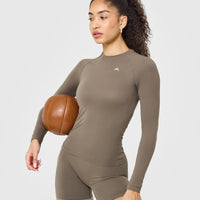 Go To Seamless Fitted Long Sleeve Top | Moss Brown