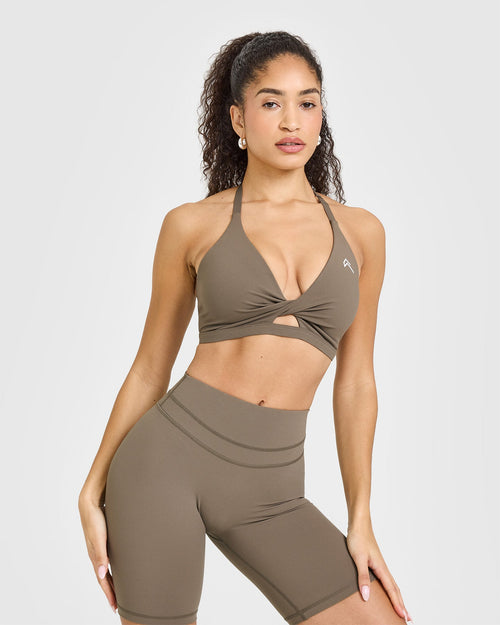 Oner Modal Unified Twist Sports Bra | Moss Brown