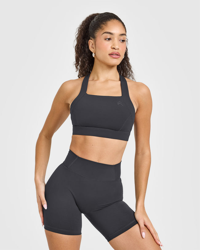 Timeless Wide Strap Sports Bra | Coal