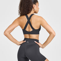 Timeless Wide Strap Sports Bra | Coal