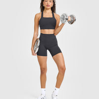 Timeless Wide Strap Sports Bra | Coal