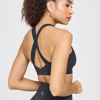 Timeless Wide Strap Sports Bra | Coal
