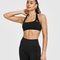 EasyLiftâ„¢ Halter Bralette with White Logo | Black