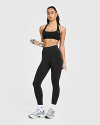 EasyLiftâ„¢ Halter Bralette with White Logo | Black