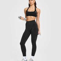 EasyLiftâ„¢ Halter Bralette with White Logo | Black