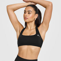 EasyLiftâ„¢ Halter Bralette with White Logo | Black