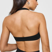 EasyLiftâ„¢ Halter Bralette with White Logo | Black