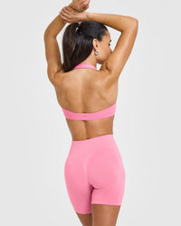 EasyLiftâ„¢ Halter Bralette with White Logo | Peony Pink