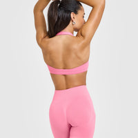 EasyLiftâ„¢ Halter Bralette with White Logo | Peony Pink